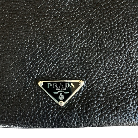 Prada Black Leather Silver Metal Top Handle Bar 2 in 1 Shoulder Bag to Clutch - Picture 9 of 17